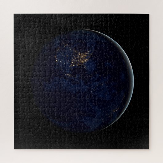 夜はアメリカのシティライトと完全な地球 ジグソーパズル (縦)