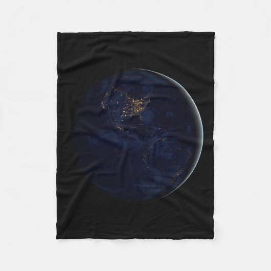 夜はアメリカのシティライトと完全な地球 フリースブランケット (正面)