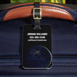 夜はアメリカのシティライトと完全な地球 ラゲッジタグ