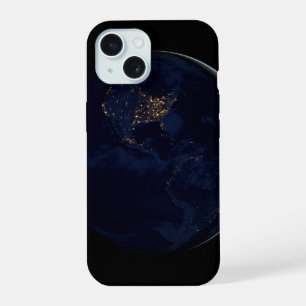 夜はアメリカのシティライトと完全な地球 iPhone 15ケース