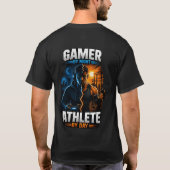 夜はゲーマー、昼はアスリート:二重の人生ジムTシャツ Tシャツ (裏面)