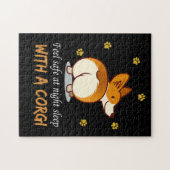 夜はコーギーと一緒に寝て安全感を感じる ジグソーパズル (横)