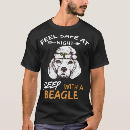 夜はビーグルと一緒なら安心して眠れる Tシャツ (正面)