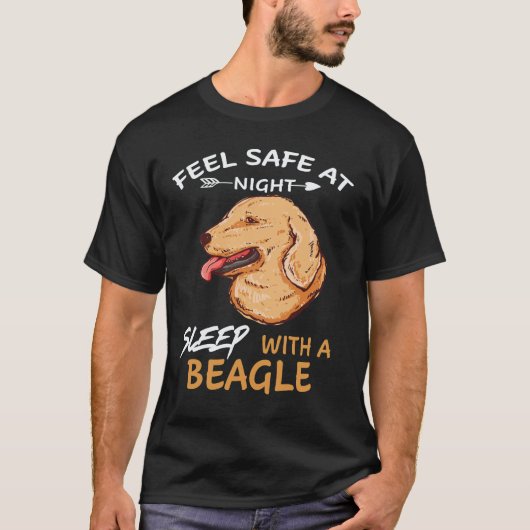 夜は安心して眠る あなたのビーグルと一緒に Tシャツ (正面)
