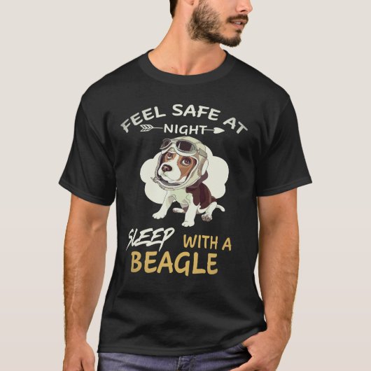 夜は安心して眠る ビーグルと一緒に眠る 16 Tシャツ (正面)