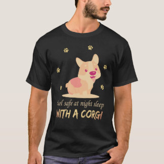 夜は安心 コーギーと一緒に眠ろう Tシャツ