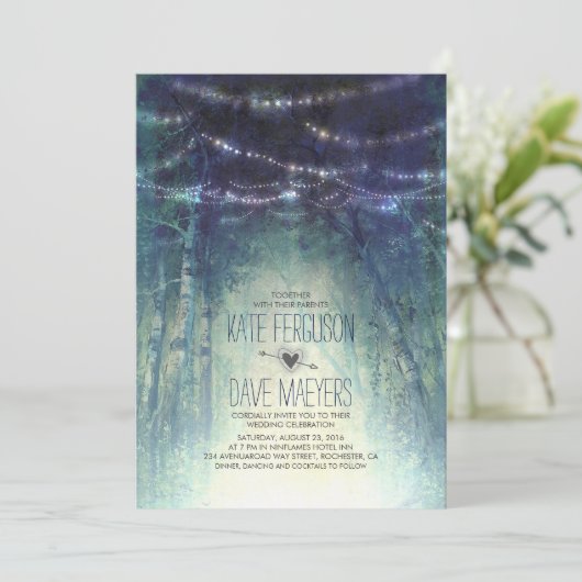 夜は素朴な森林結婚式招待状をつけます 招待状 (スタンド正面)