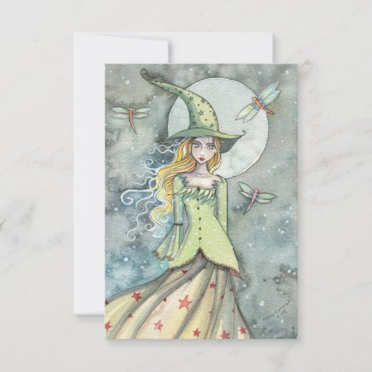 夜は若いウィッチ・ハロウィーンのはがき カード (正面)