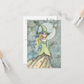 夜は若いウィッチ・ハロウィーンのはがき カード (正面/裏面インサイチュ)