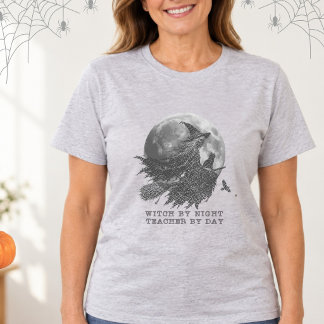 夜は魔女、昼は先生 ヴィンテージ・ハロウィン Tシャツ