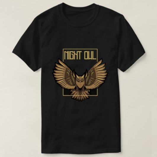 夜ふくろうが黒モダンいメンズTシャツをプリント Tシャツ