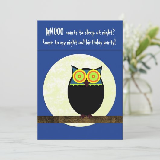 夜ふくろうの誕生日パーティーの招待状 招待状 (スタンド正面)