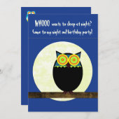 夜ふくろうの誕生日パーティーの招待状 招待状 (正面/裏面)