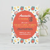 夜ふくろう誕生日パーティー招子供へ待 招待状 (スタンド正面)