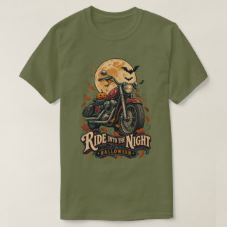 夜へと走る ハロウィーン ビンテージバイク Tシャツ