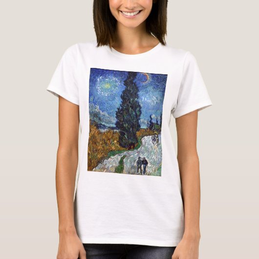 夜までにプロバンスのヴァンゴッホの田舎道 Tシャツ (正面)
