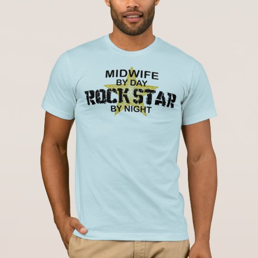 夜までに助産婦のロックスター Tシャツ (正面)