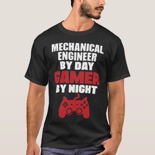 夜までに日のゲーマーによる機械工学者 Tシャツ (正面)