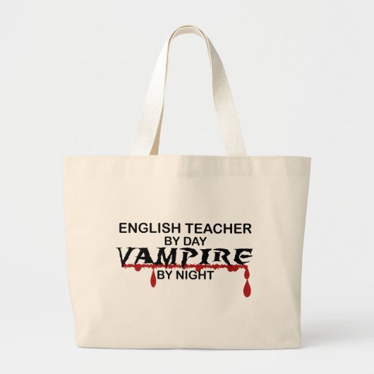 夜までに英語の先生の吸血鬼 ラージトートバッグ (正面)