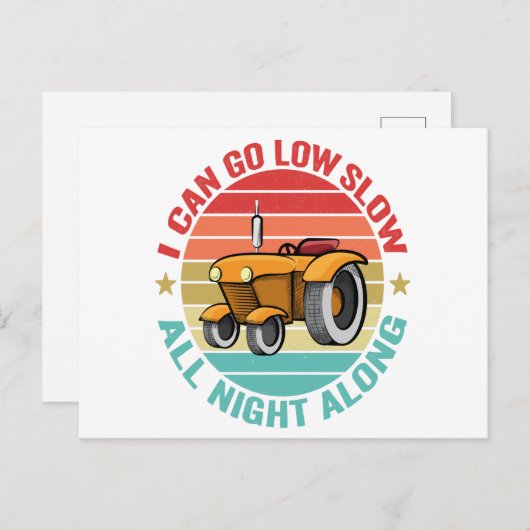 夜まで低いスピードで面白いトラクターに乗れる ポストカード (正面/裏面)