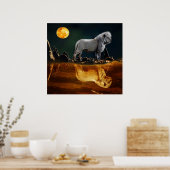 夜を守る白いライオン ポスター (キッチン)