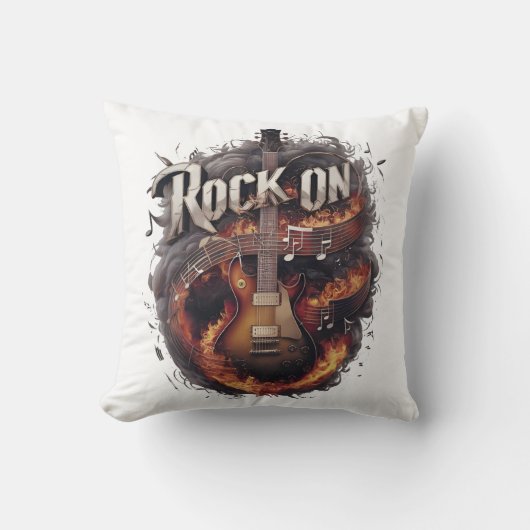 夜を徹して揺れる炎のギター クッション (正面)