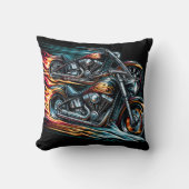 夜を通してレースを行うダイナミックな炎のオートバイ クッション (正面)
