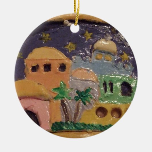 夜オーナメントによるエルサレム セラミックオーナメント (正面)