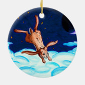 夜オーナメントのバニーの飛行 セラミックオーナメント (裏面)