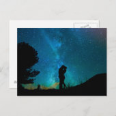 夜カップルの接吻のロマンチックでカラフルなStarrryの空 ポストカード (正面/裏面)