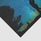 夜カップルの接吻のロマンチックでカラフルなStarrryの空 薄葉紙 (詳細)