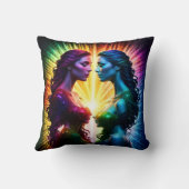 夜カラフルに明かりを抱く双子 クッション (裏面)