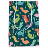 夜カラフルの可愛い恐竜 ミディアムペーパーバッグ (正面)