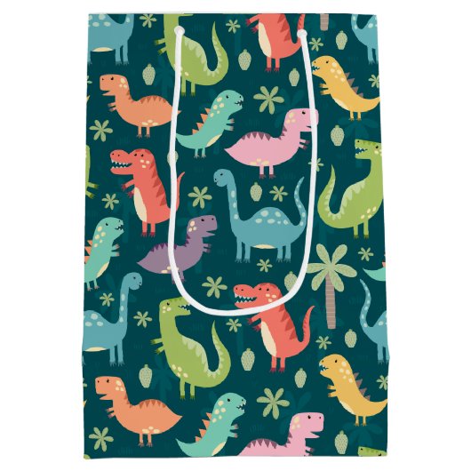 夜カラフルの可愛い恐竜 ミディアムペーパーバッグ (裏面)