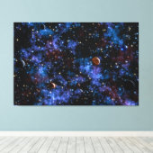 夜カラフルの銀河系、星、惑星 キャンバスプリント (インサイチュ (ウッドフロア))