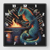 夜カラフルの鍛冶具 スクエア壁時計 (正面)