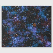 夜カラフル空の銀河系、星、惑星 ラッピングペーパー (フラット)