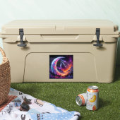 夜カラフル空ウルフのハウル三日月 シール (クーラー)