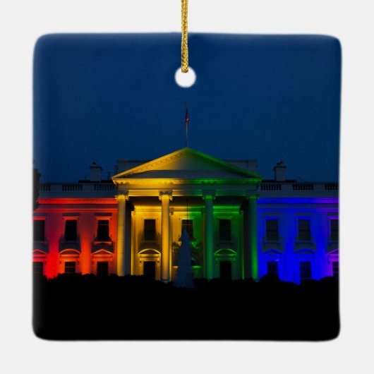 夜ゲイ同志の結婚はアメリカで法的になりました セラミックオーナメント (裏面)