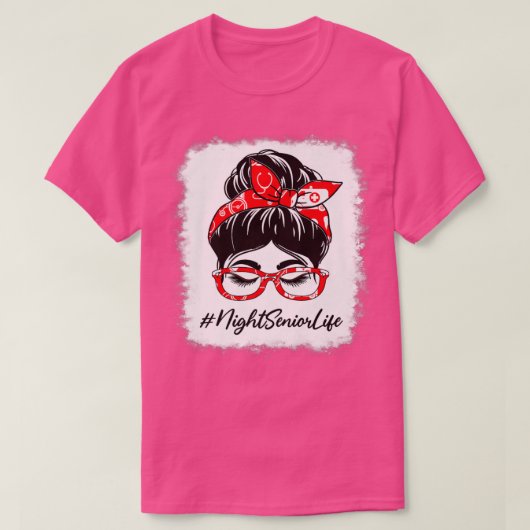 夜シニア漂白Messy Bun感謝の日F Tシャツ (デザイン正面)