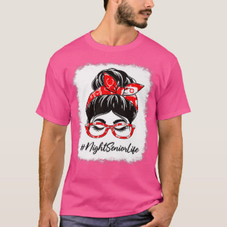夜シニア漂白Messy Bun感謝の日F Tシャツ