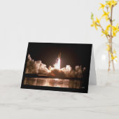 夜スペースシャトルの進水 カード (黄色い花)