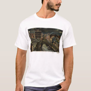 夜ニューヨークシティの1907年のヴィンテージのたる製造人の正方形 Tシャツ