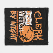 夜ハロウィンの夜の魔女による書記 フリースブランケット (正面(横))