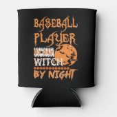 夜ハロウィンの夜の魔女による野球選手 缶クーラー (正面)