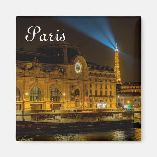 夜パリのオルセー美術館 マグネット (正面)