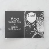 『夜フクロウ&ムーン・ハロウィーン』(黒と白ユーモアのある) カード (内部)