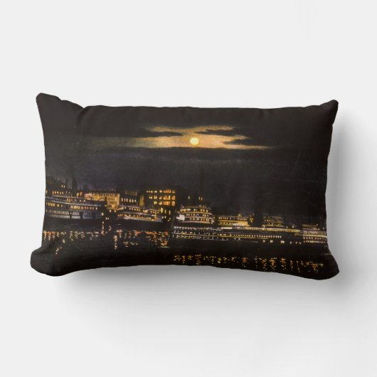 夜ボブLoのボートのヴィンテージの五大湖デトロイト ランバークッション (正面)