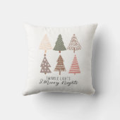 夜ボホメリークリスマスピンクの赤い緑 クッション (裏面)