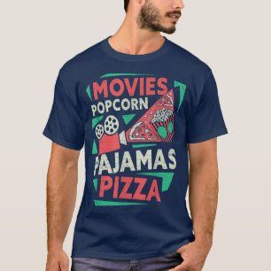 夜ポップコーンを見る映画好き Tシャツ